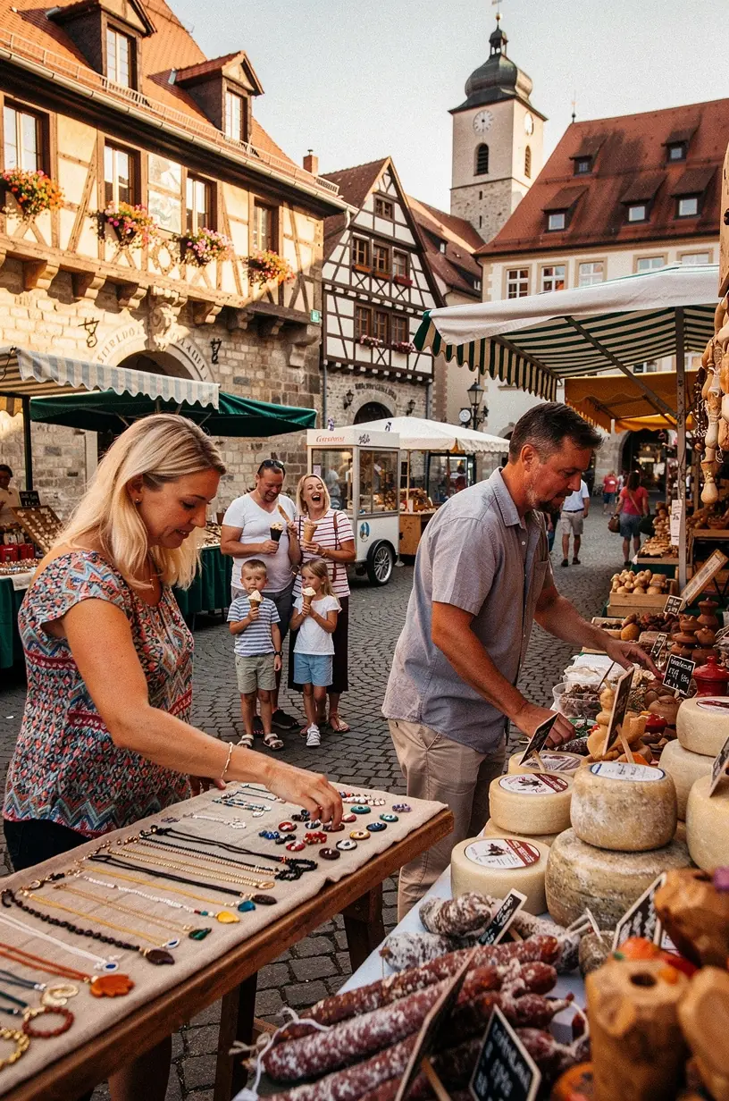 Abendliche Beleuchtung eines Schlosses mit romantischem Flair und touristischem Ambiente.